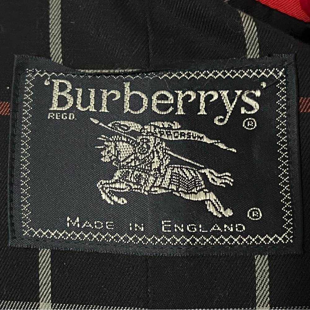 BURBERRYS' VINTAGE AUTHENTIC Red Trench Coat 10L Double Breasted Nova Check EUC - Picture 2 of 12